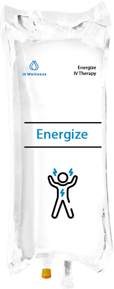 Energize IV therapy bag formulated to boost energy and improve mental clarity from IV Wellness™.